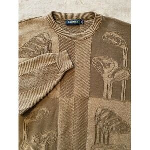 VTG Carmel Golf Sweater Green Textured Knit Pullover Made‎ in USA 90s Grandpa